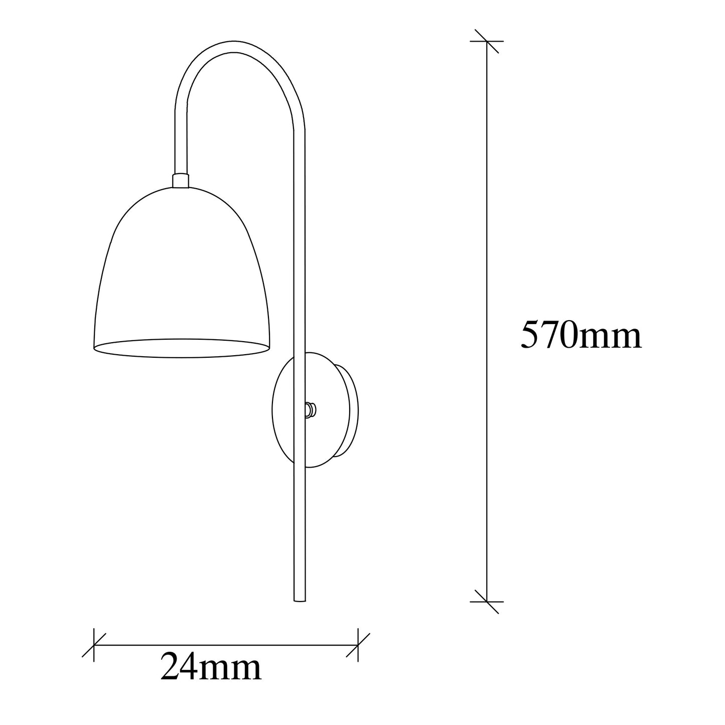 Zidna lampa CAP, crna- vintage, metal, 16 x 24 cm, visina 57 cm, promjer sjenila 16 cm, visina 17 cm, E27 40 W, Tattoo - 3321