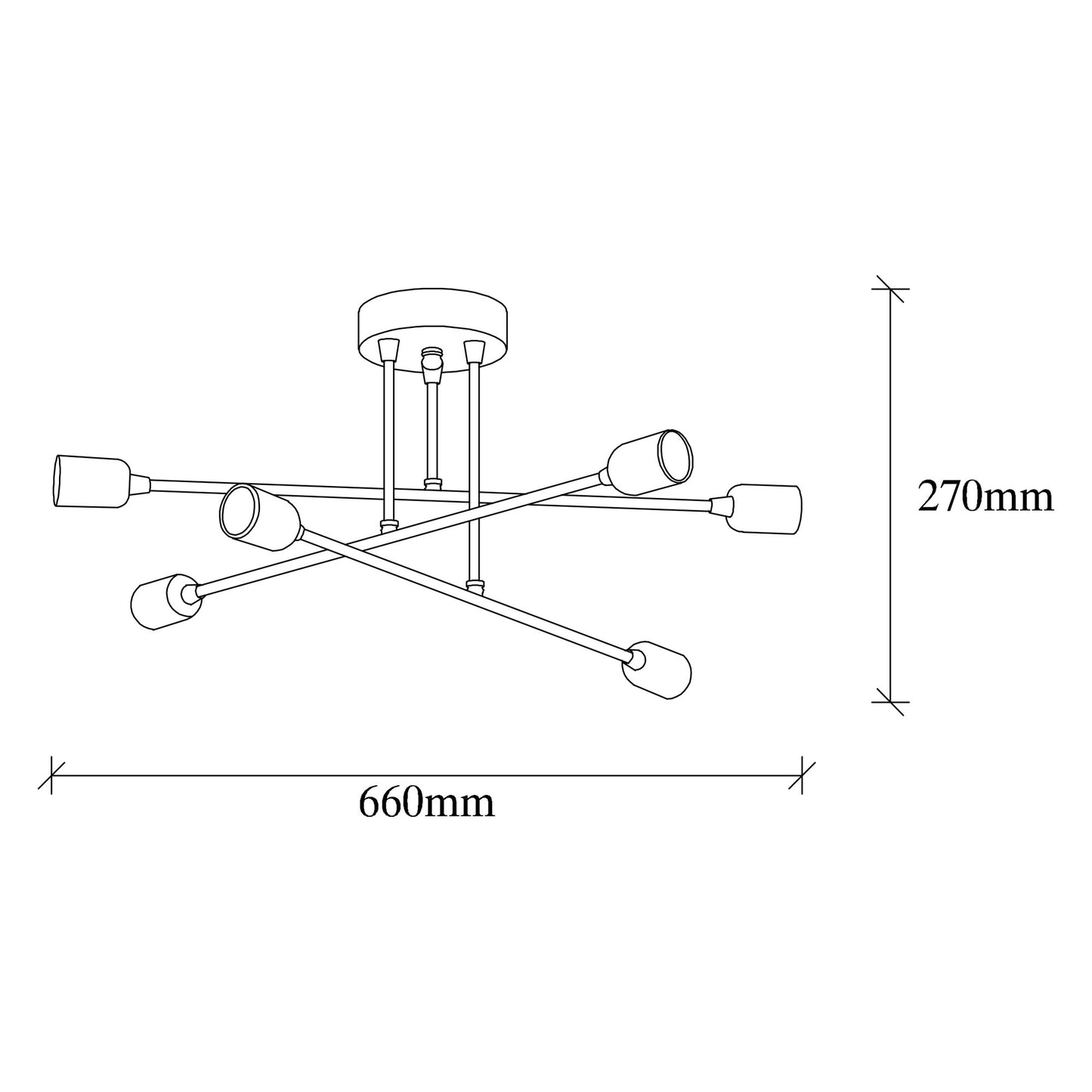 Visilica FLEUR, vintage metal, 66x 66 cm, visina 27 cm, 6 x E27 40 W, Fleur - 1504