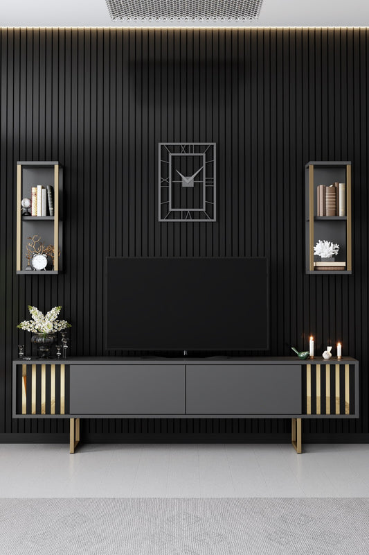 Komoda za TV, Gold Line - Anthracite, Black