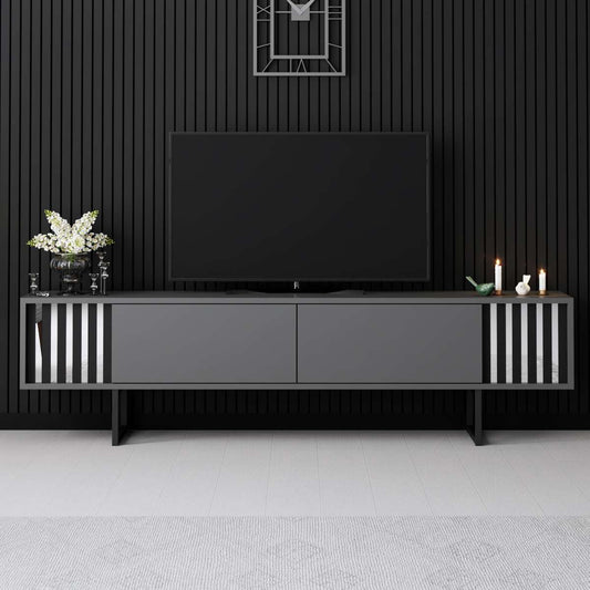 TV komoda niska Chrome Line - antracit, crni