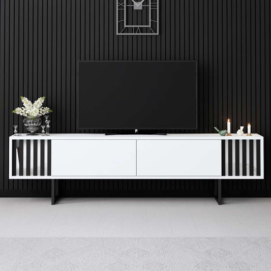 TV komoda niska Chrome Line - bijelo, crno