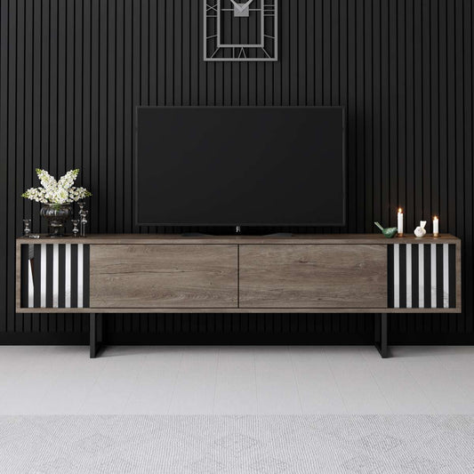 TV komoda niska Chrome Line - orah, crni