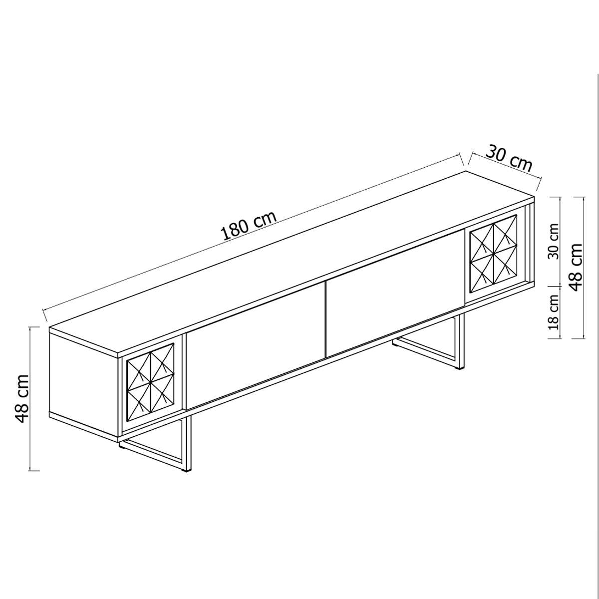 TV komoda niska Chrome Line - orah, crni