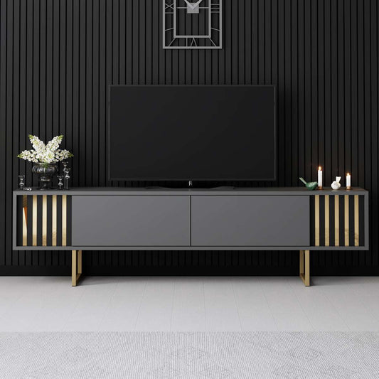 TV komoda niska Gold Line - antracit, zlato