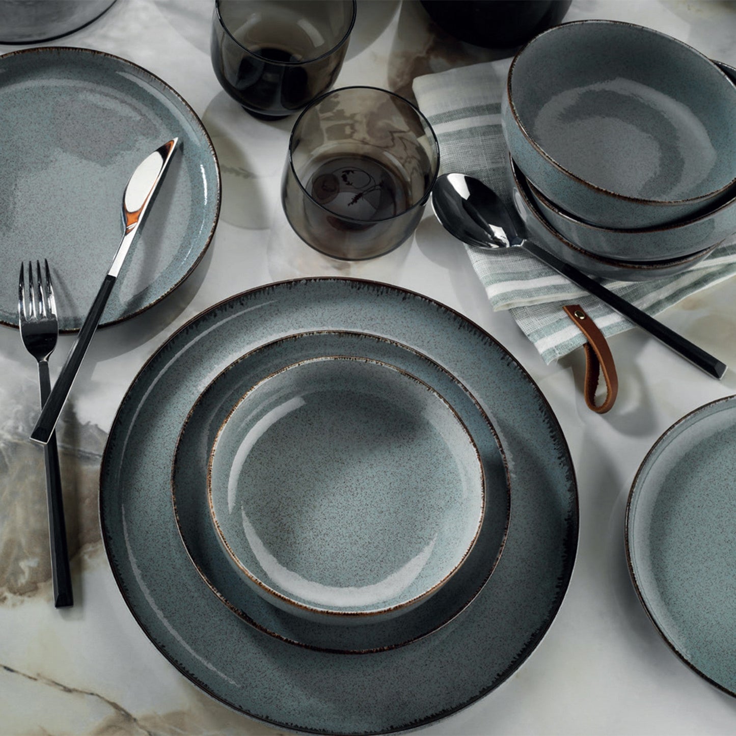 Porculanski set tanjura 24 dijelni DINER BLUE, MOD24Y2730P01