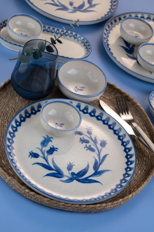 Set za doručak (14 komada) 887, krem, plavi
