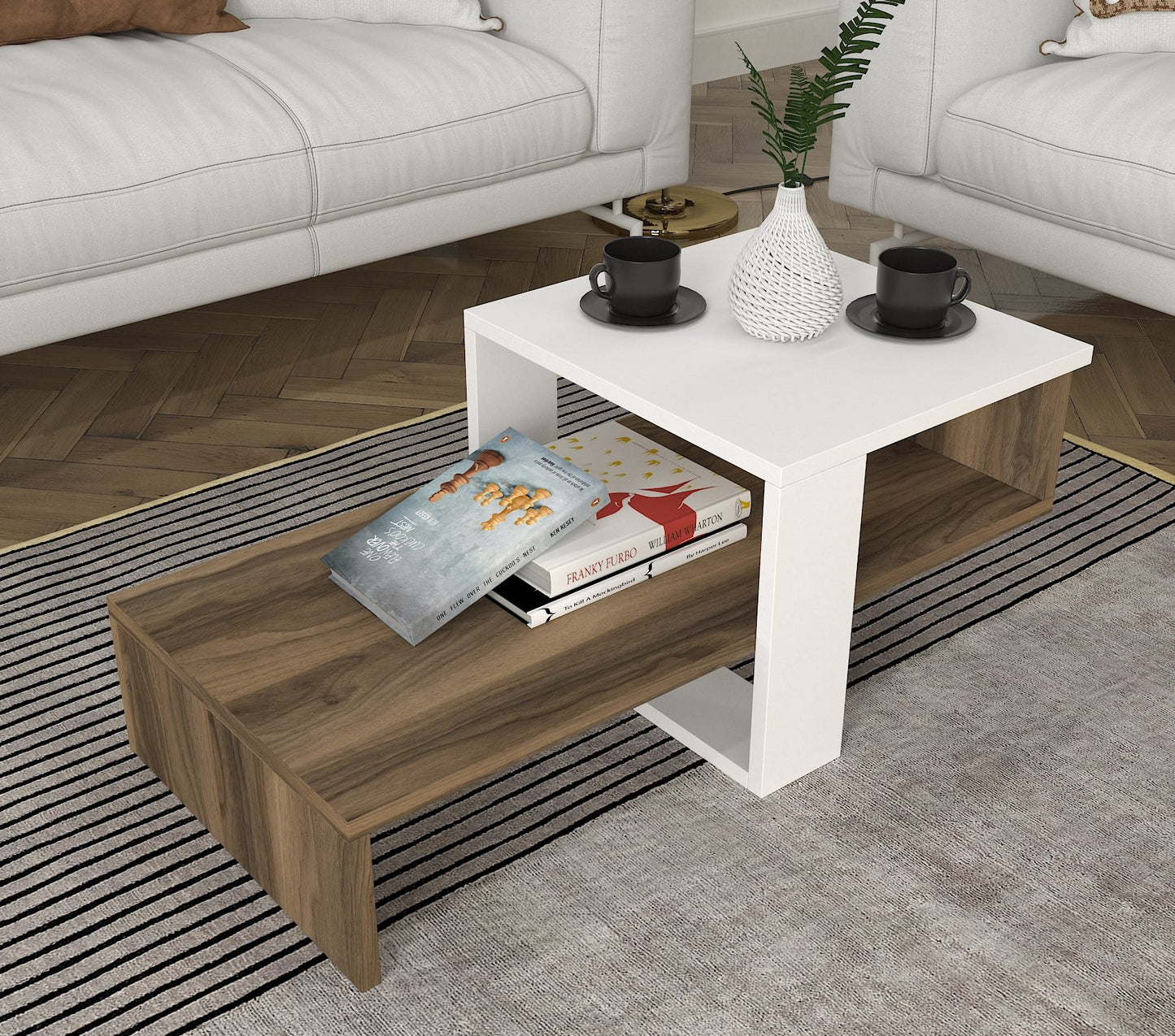 Stolić CHAIN, Chain - White, Walnut