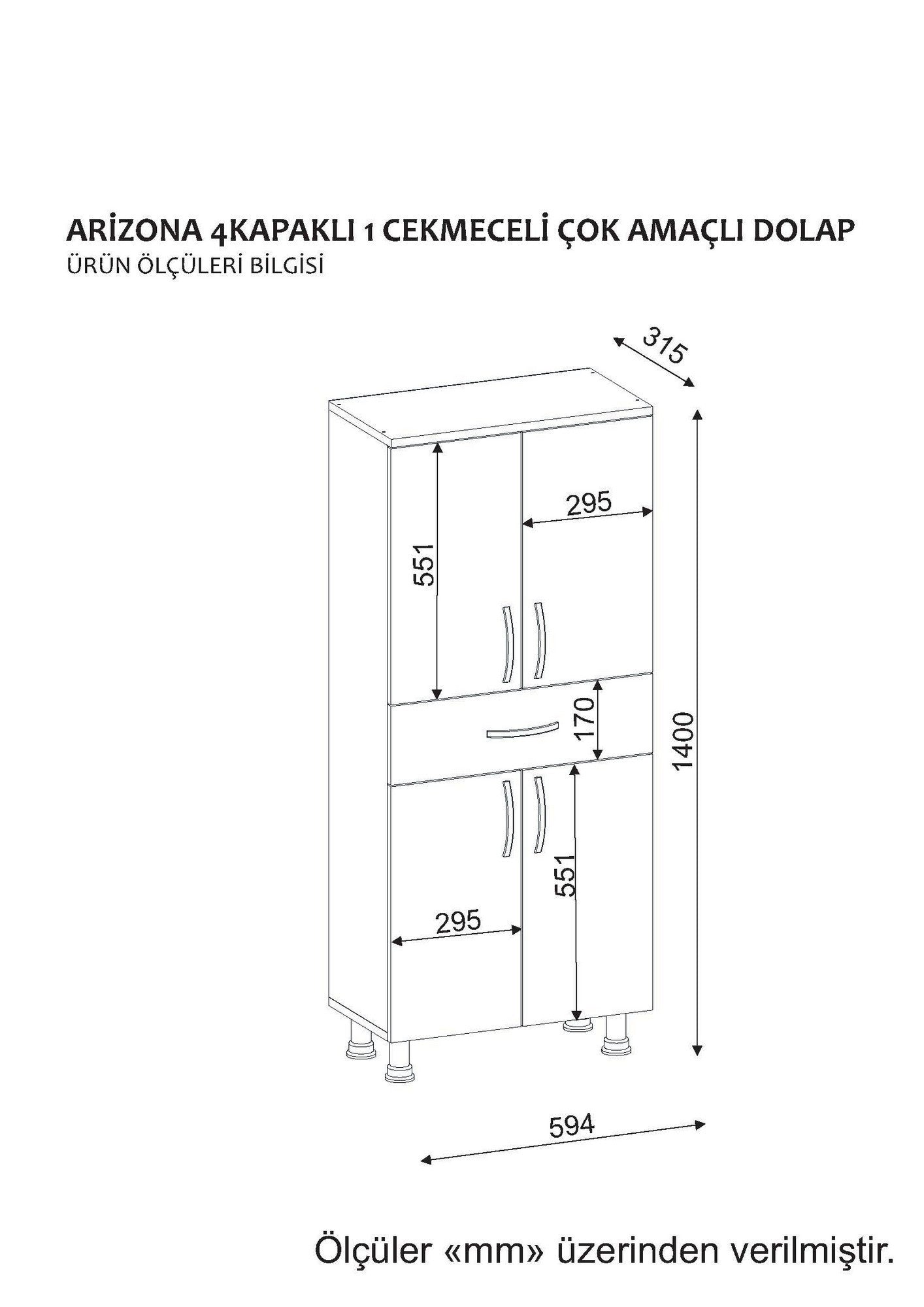 Kupaonski ormarić, Bijela boja, Arizona 4 Kapak - White