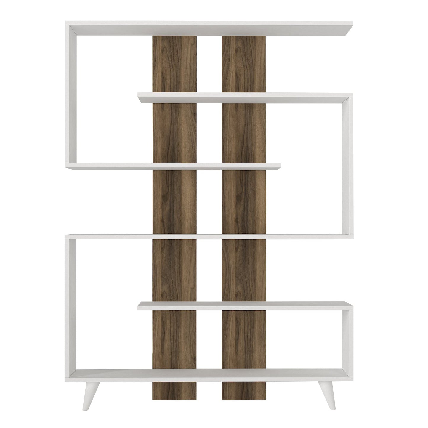 Polica RAIN bijela- orah, Rain - White, Walnut