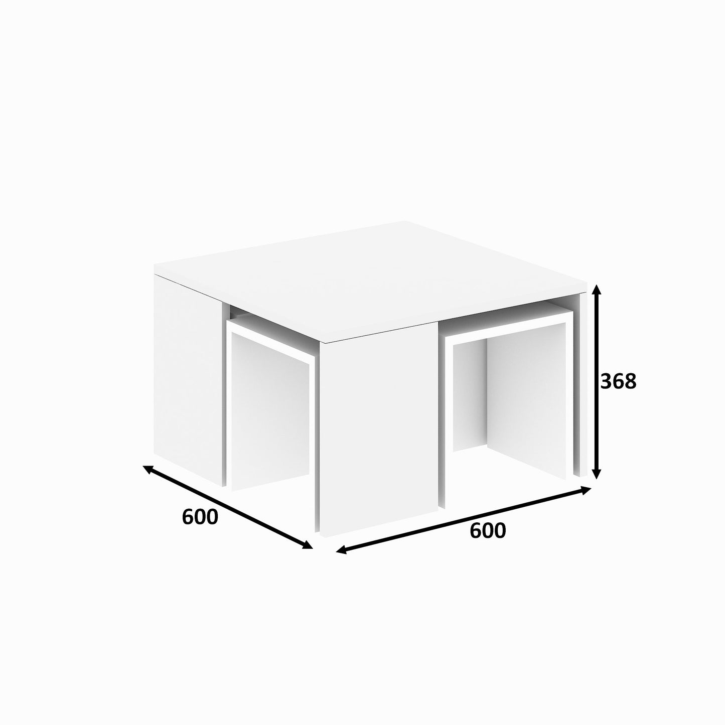 Set stolića za kavu, Bijela boja, Ortanca - White