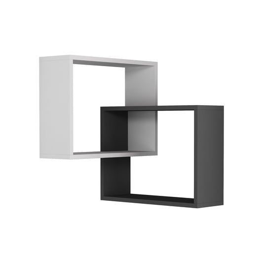 Zidna polica, Bijela boja Antracit, Ring - White, Anthracite