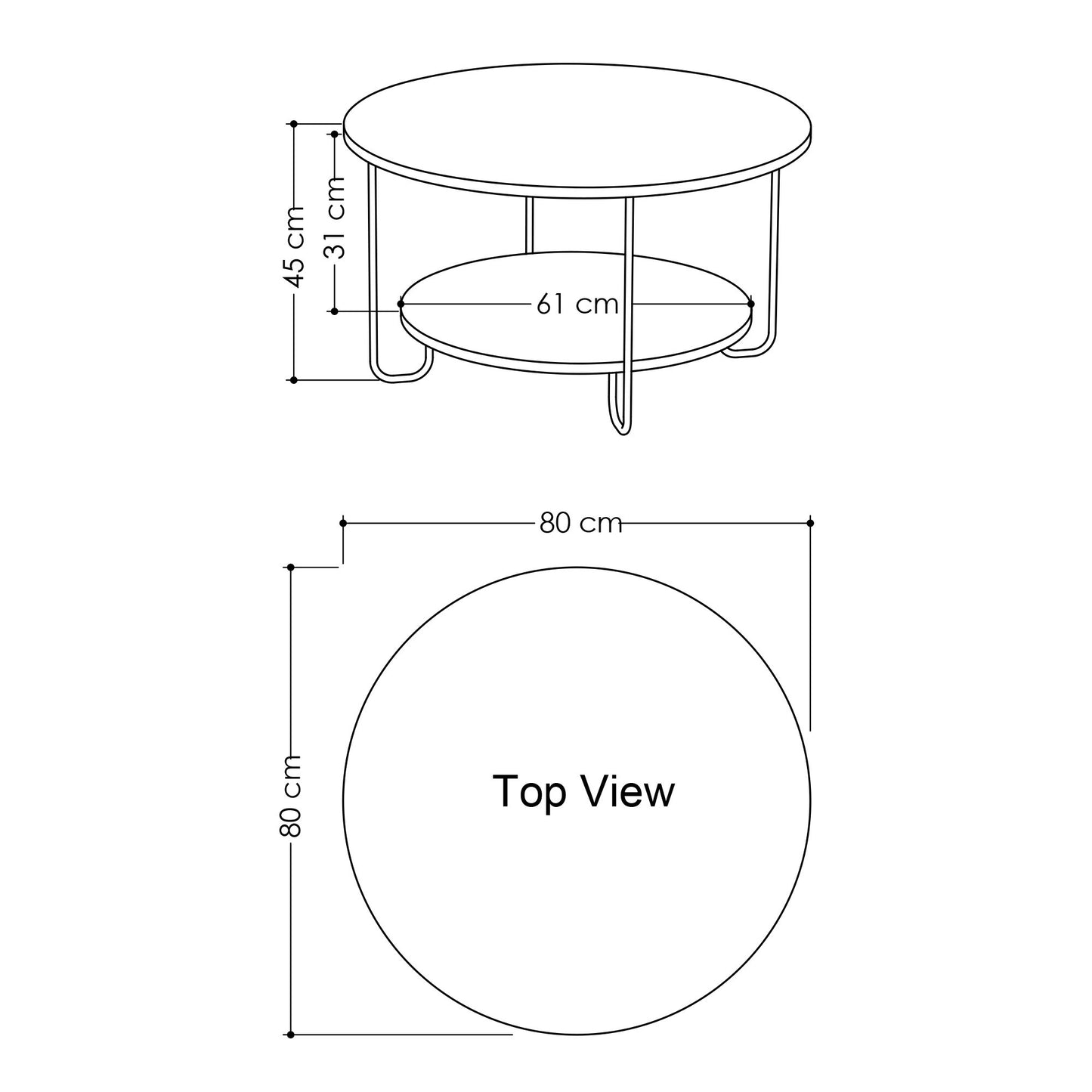 Stolić za kavu, Bijela boja, Corro Coffee Table - White