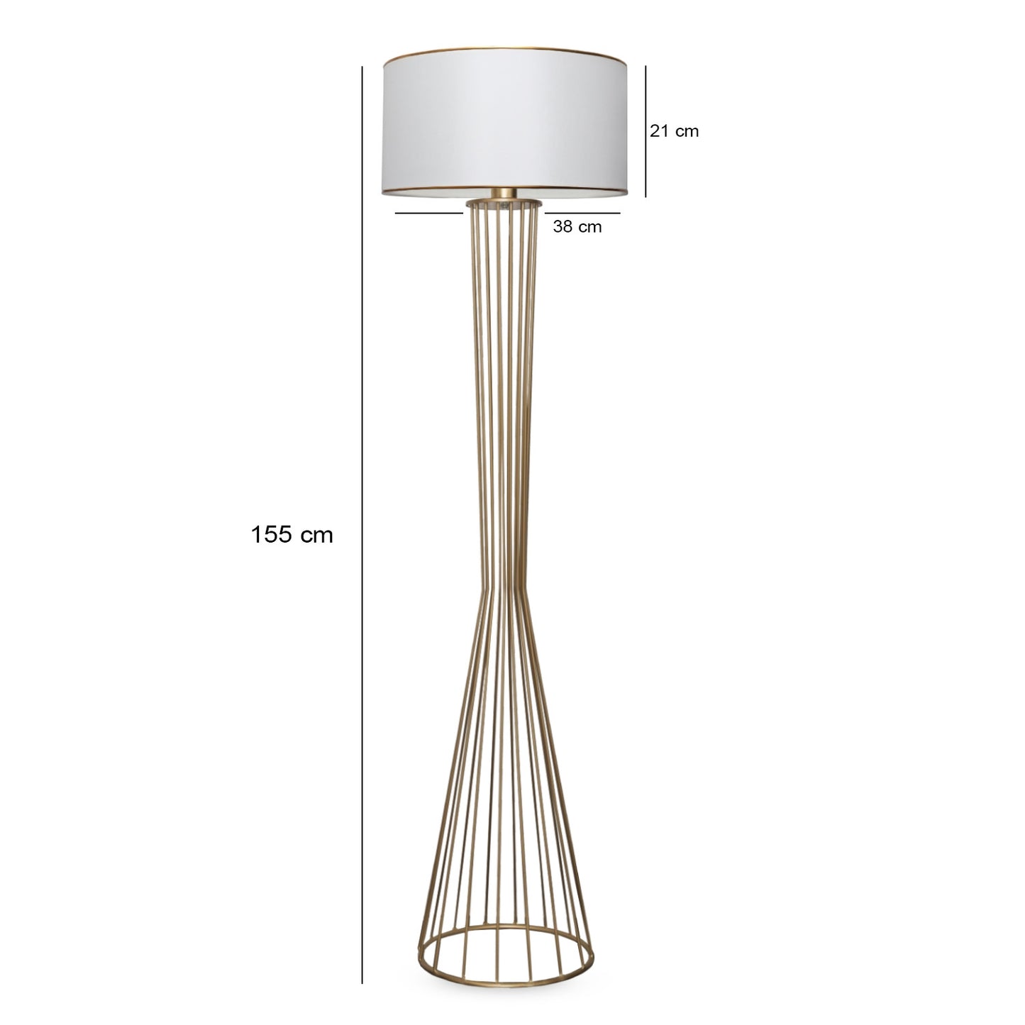 Podna lampa FLOOR bijelo- zlatno, metal- platno, 21 x 38 cm, visina 155 cm, E27 60 W, AYD-3077