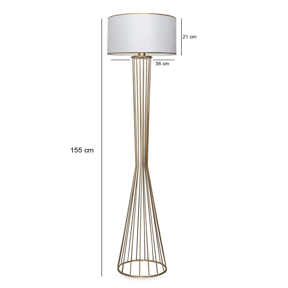 Podna lampa FLOOR bijelo- zlatno, metal- platno, 21 x 38 cm, visina 155 cm, E27 60 W, AYD-3077