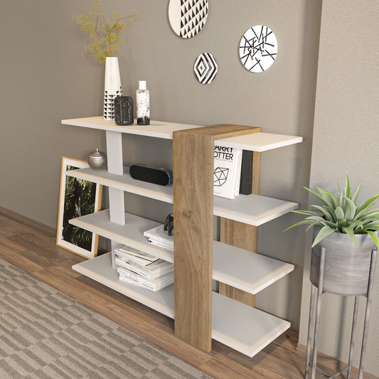 Polica za knjige, Nur - White, Walnut