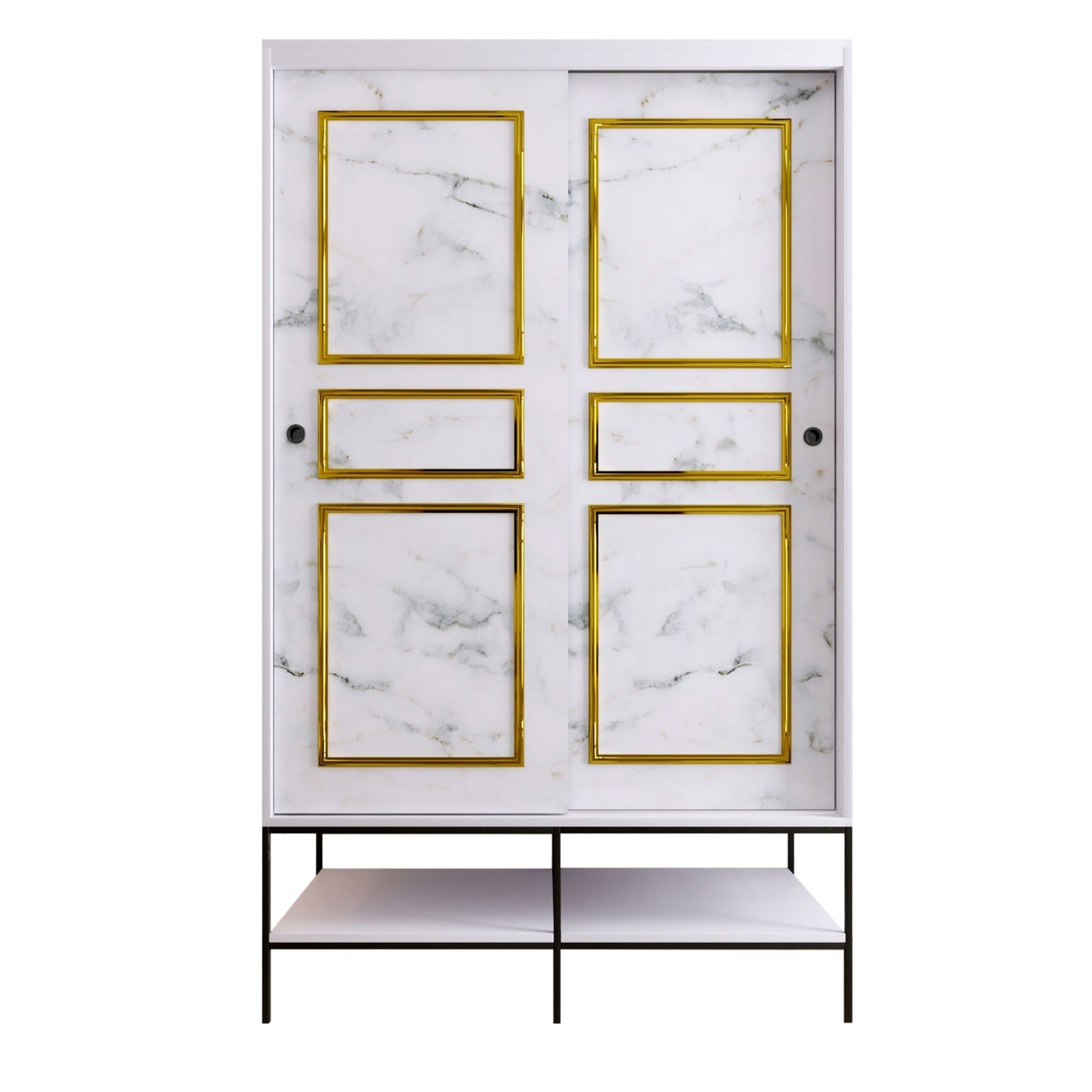Garderoba, Martin Sürgülü 120 - White, Black, Gold