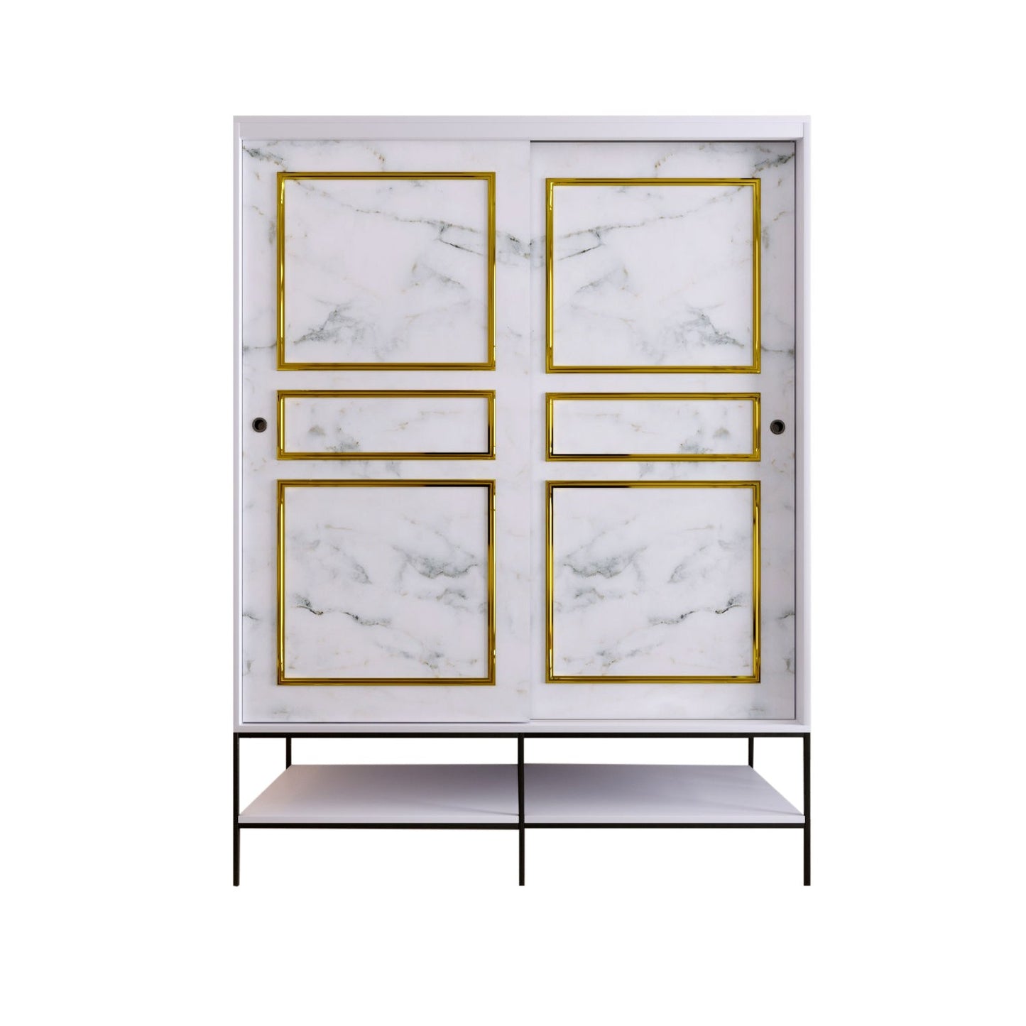 Garderoba, Martin Sürgülü 150 - White, Black, Gold