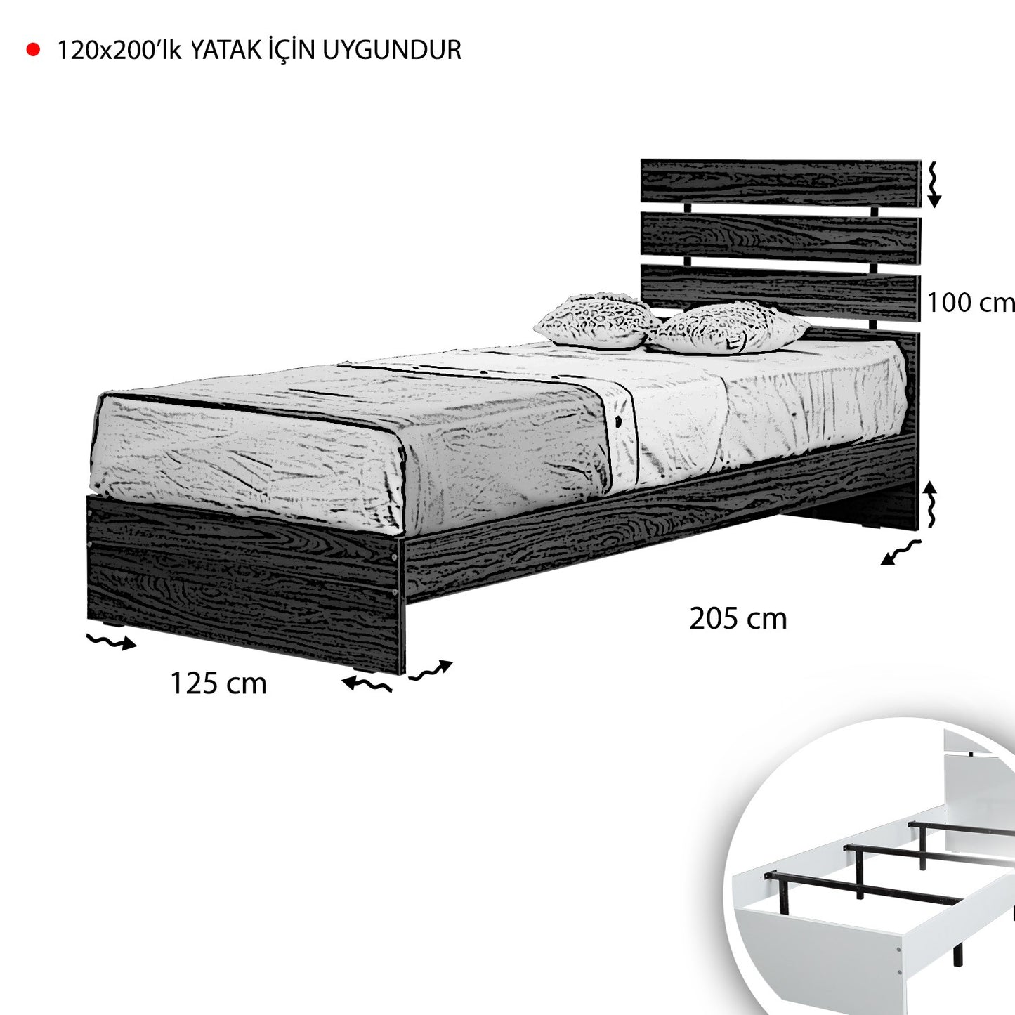Jednostruki krevet, Fuga 120LK - Walnut