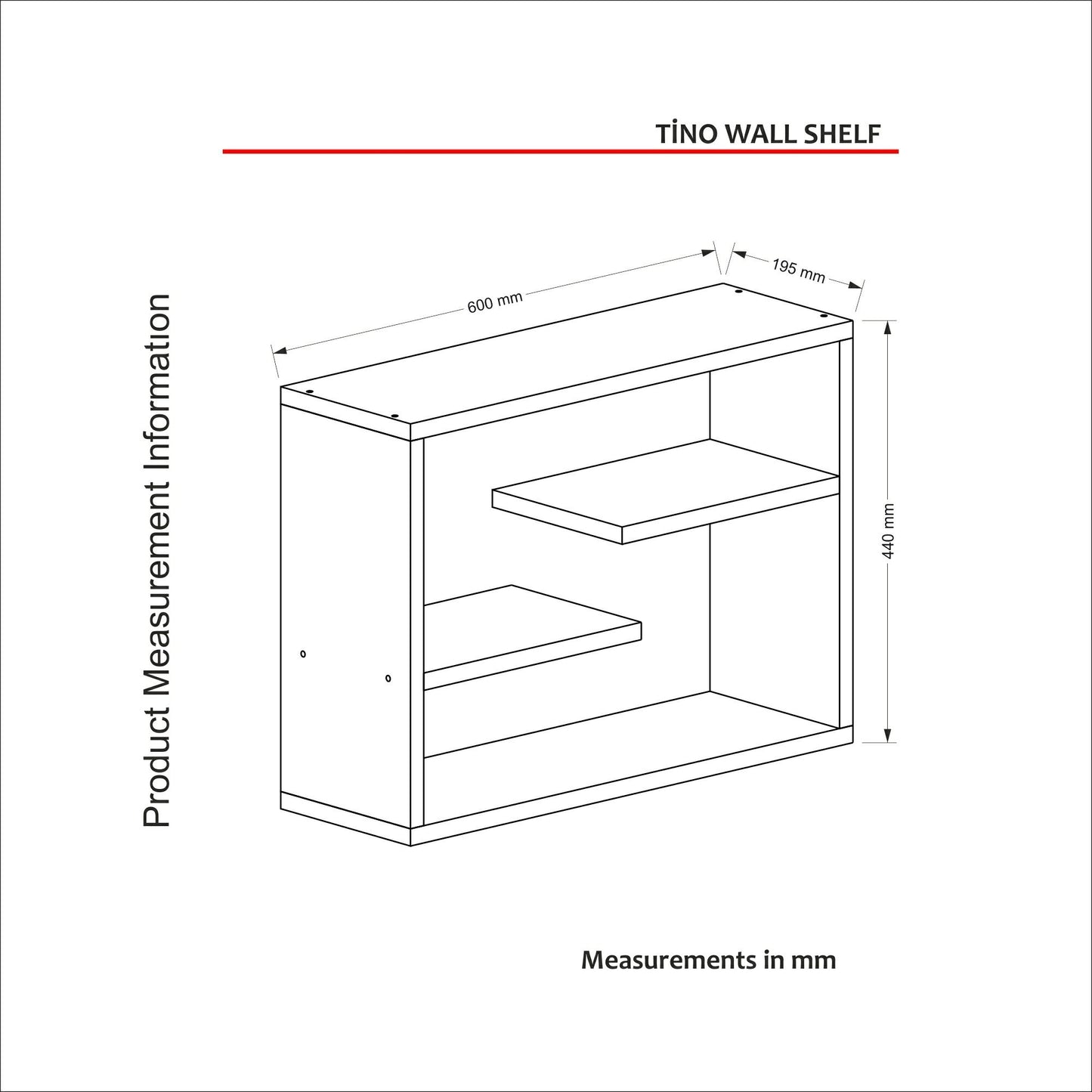 Zidna polica, Orah, Tino - Walnut