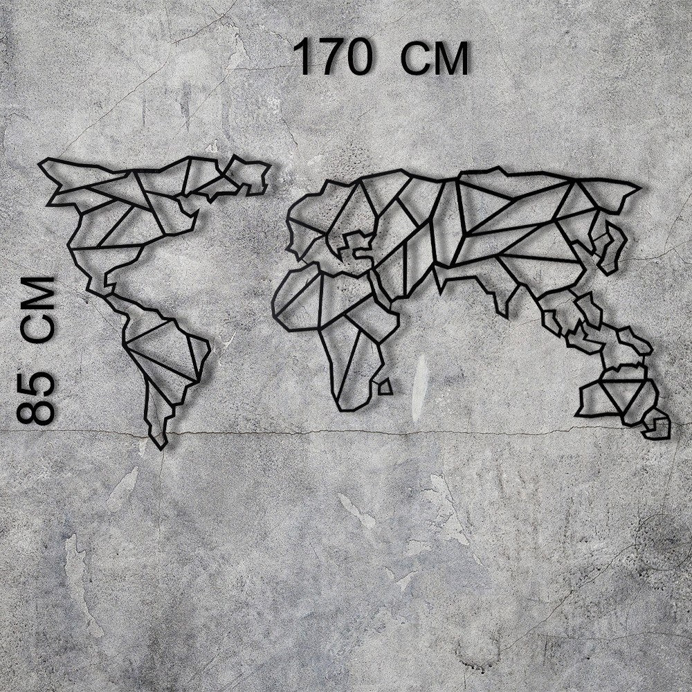 Metalna zidna dekoracija, World Map XL - Black