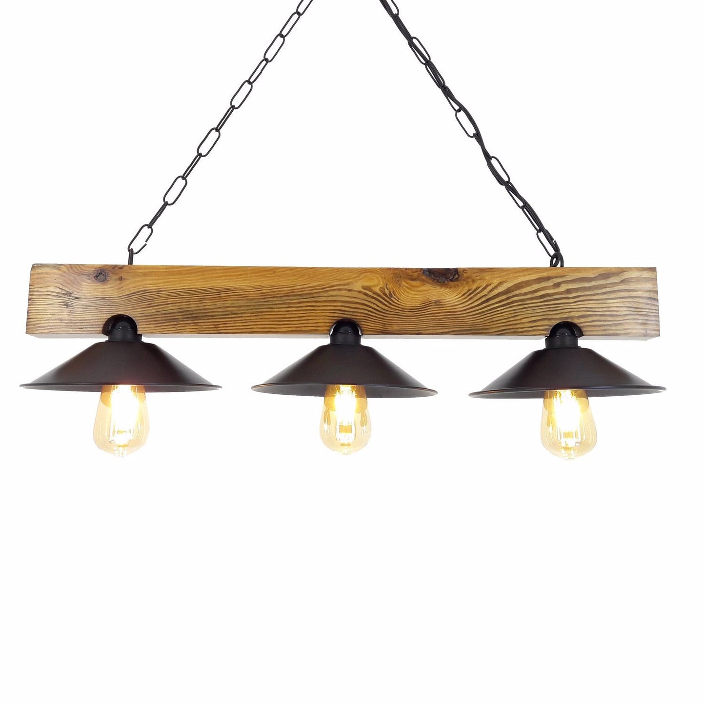 Vislica SAPKA smeđe- crna, drvo 80 x 22 x 65 cm, ručni rad, 3 x E27 40 W, Üç Şapka Avize