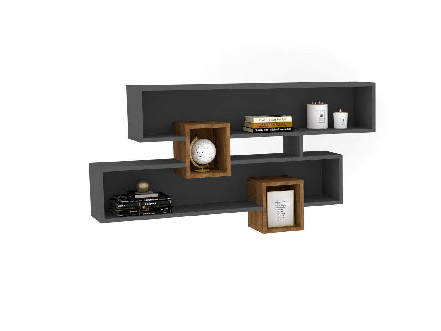 Polica zidna KAREN WALNUT, Karen - Walnut, Anhtacite