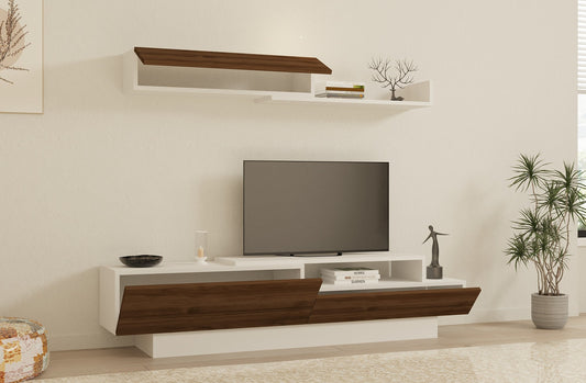 TV jedinica, Elda - White, Walnut