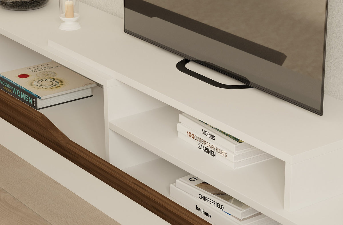 TV jedinica, Elda - White, Walnut