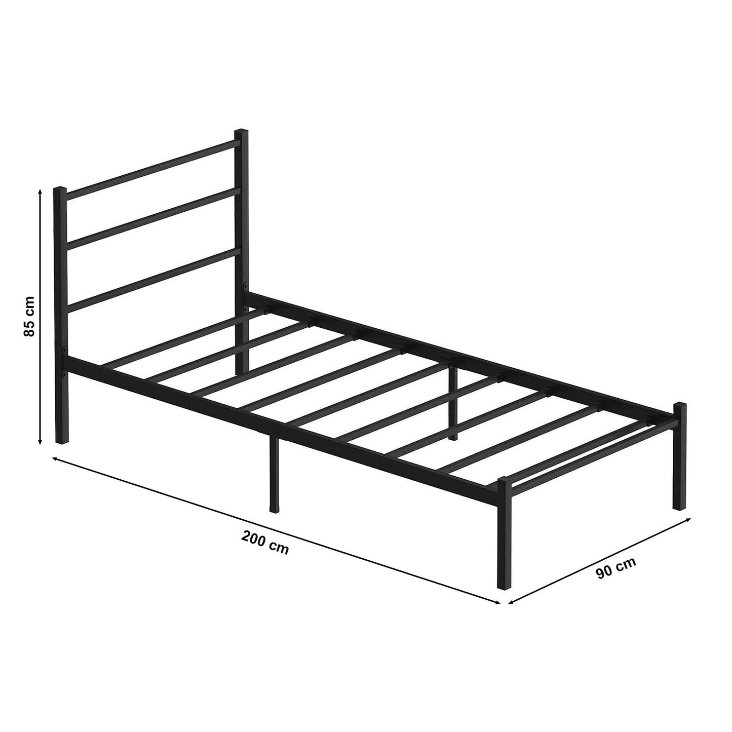Jednostruki krevet Basic - crni 90x200