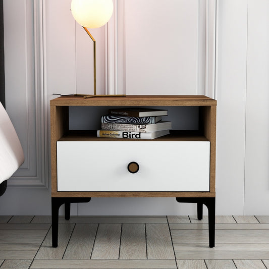 Noćni ormarić, Lizbon 530 - Walnut, White
