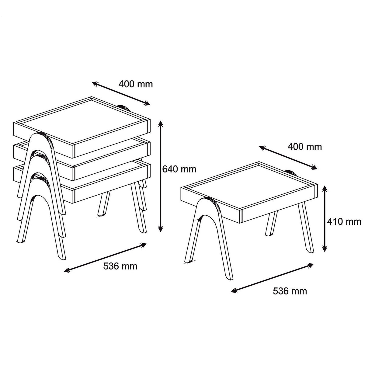 Set stolića ROMA WALNUT, Roma - Walnut