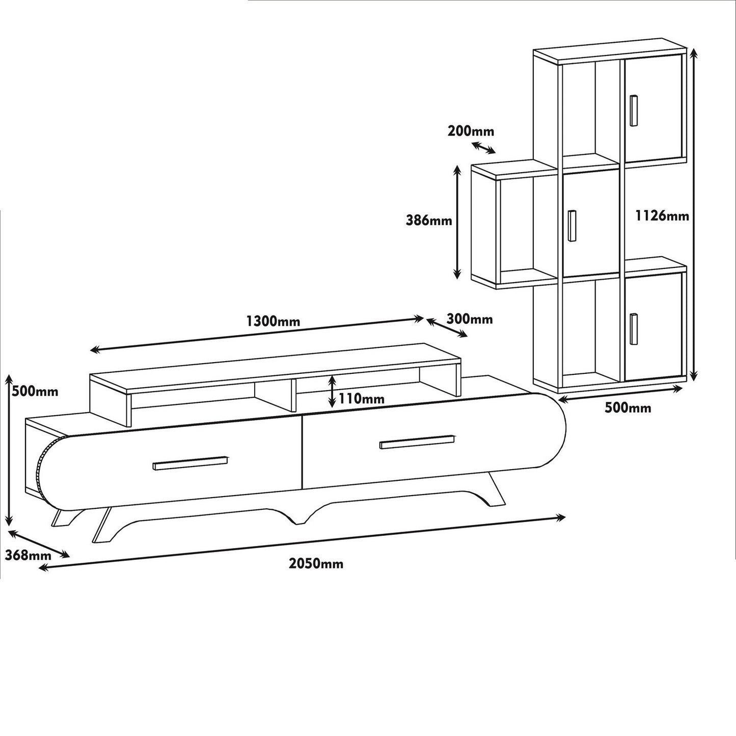 TV jedinica, Flora S - Walnut, White