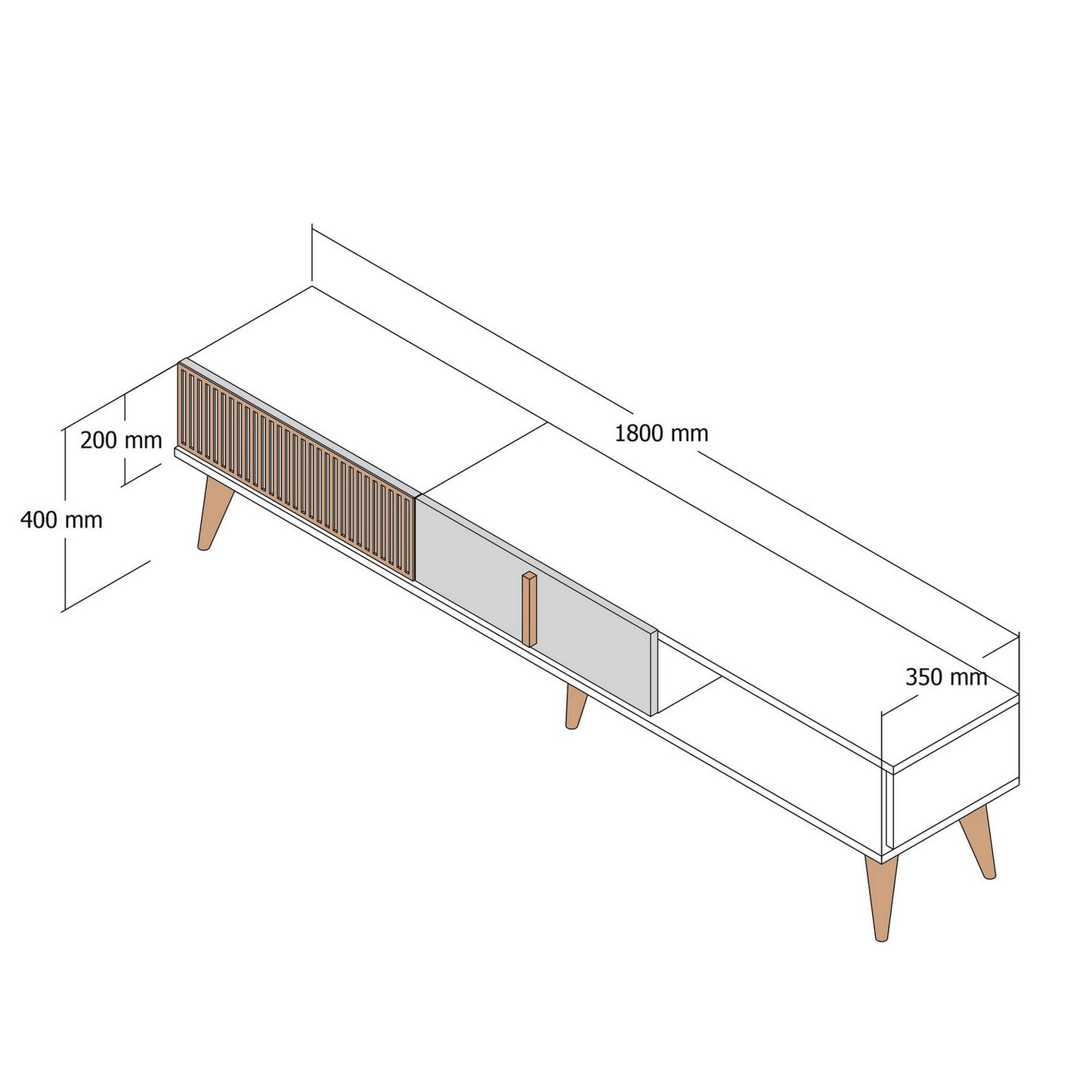 Stalak za televizor, Milan Alt - Walnut, White