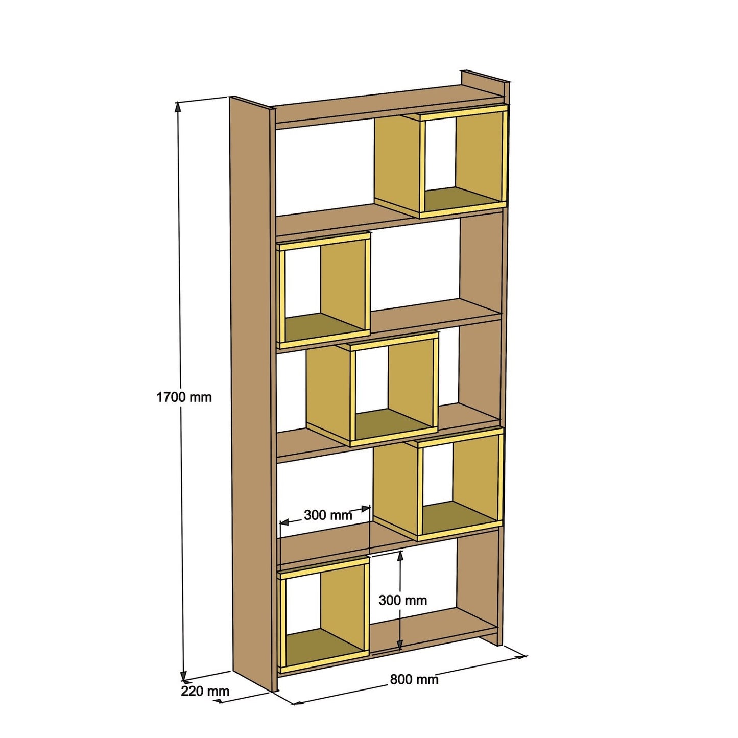 Polica za knjige, Box - Walnut, Cream