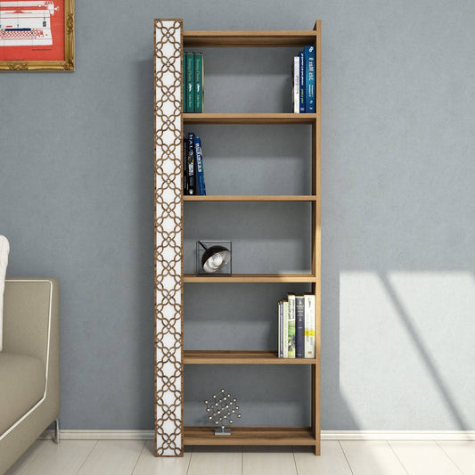 Polica za knjige, City - Walnut, White