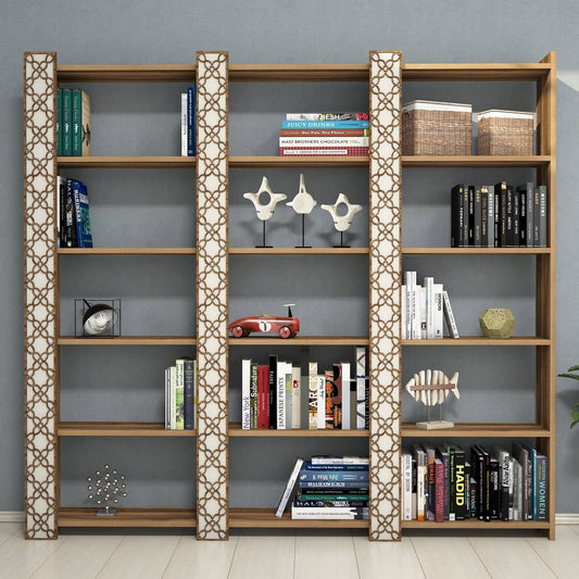 Polica za knjige, City 3 - Walnut, Cream
