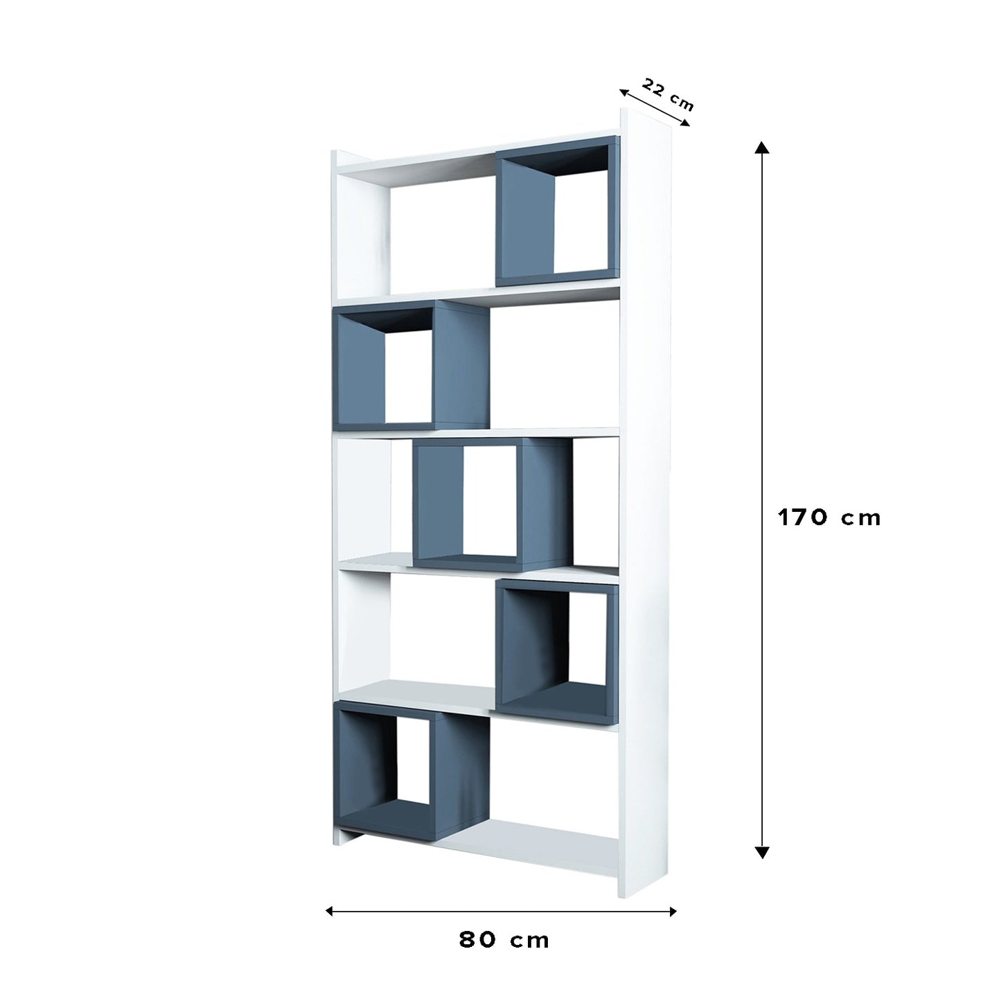 Polica za knjige, Box - White, Blue