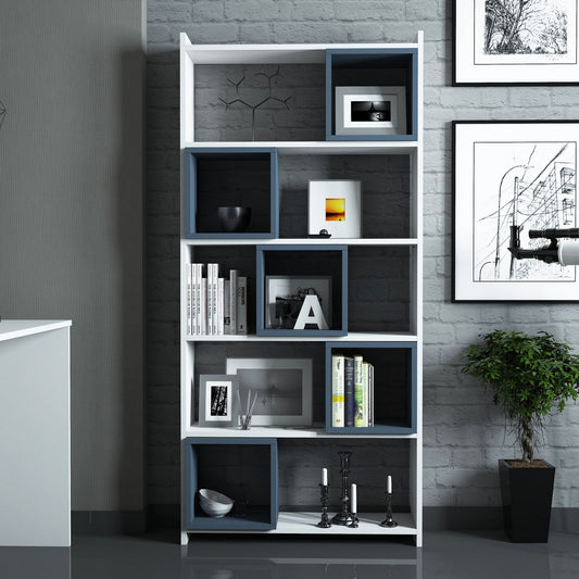 Studijski stol i policu za knjige, Box - White, Blue