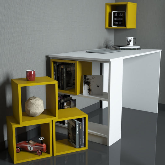 Studijski stol, Box - White, Yellow