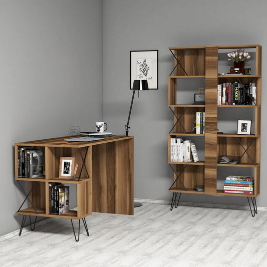 Studijski stol i policu za knjige, Extra - Walnut