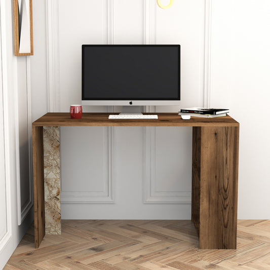 Studijski stol, Lima - Walnut, White Marble