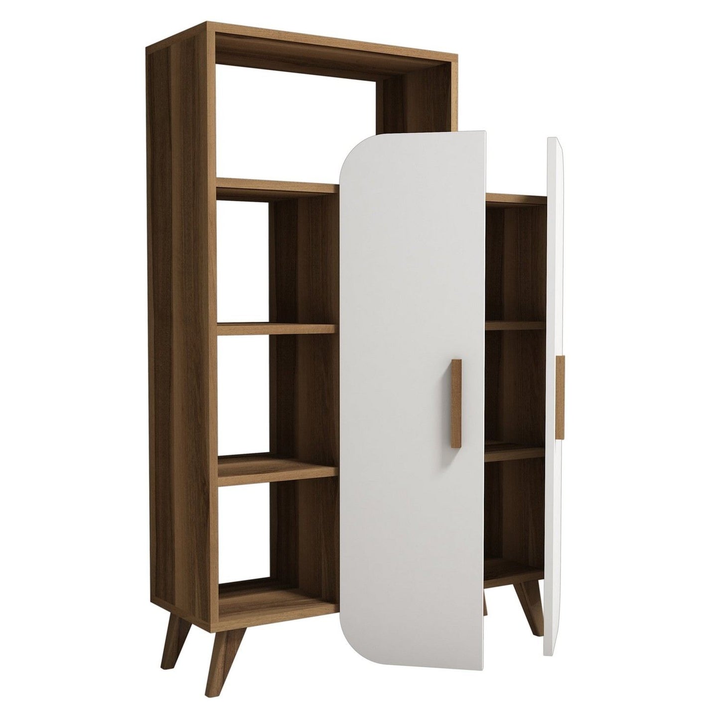 Polica FORM WALNUT, Form - Walnut, White