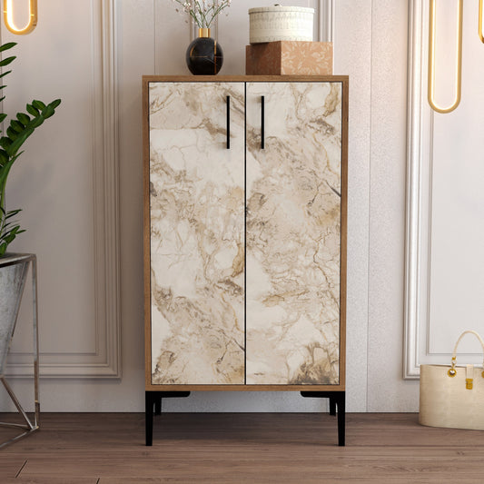 Ormar za cipele, Prag - Walnut, White Marble