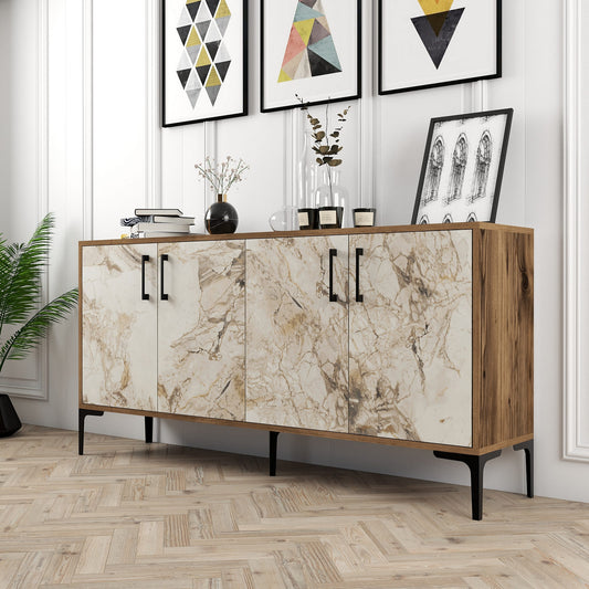 Komoda, Kiev 160 - Walnut, White Marble