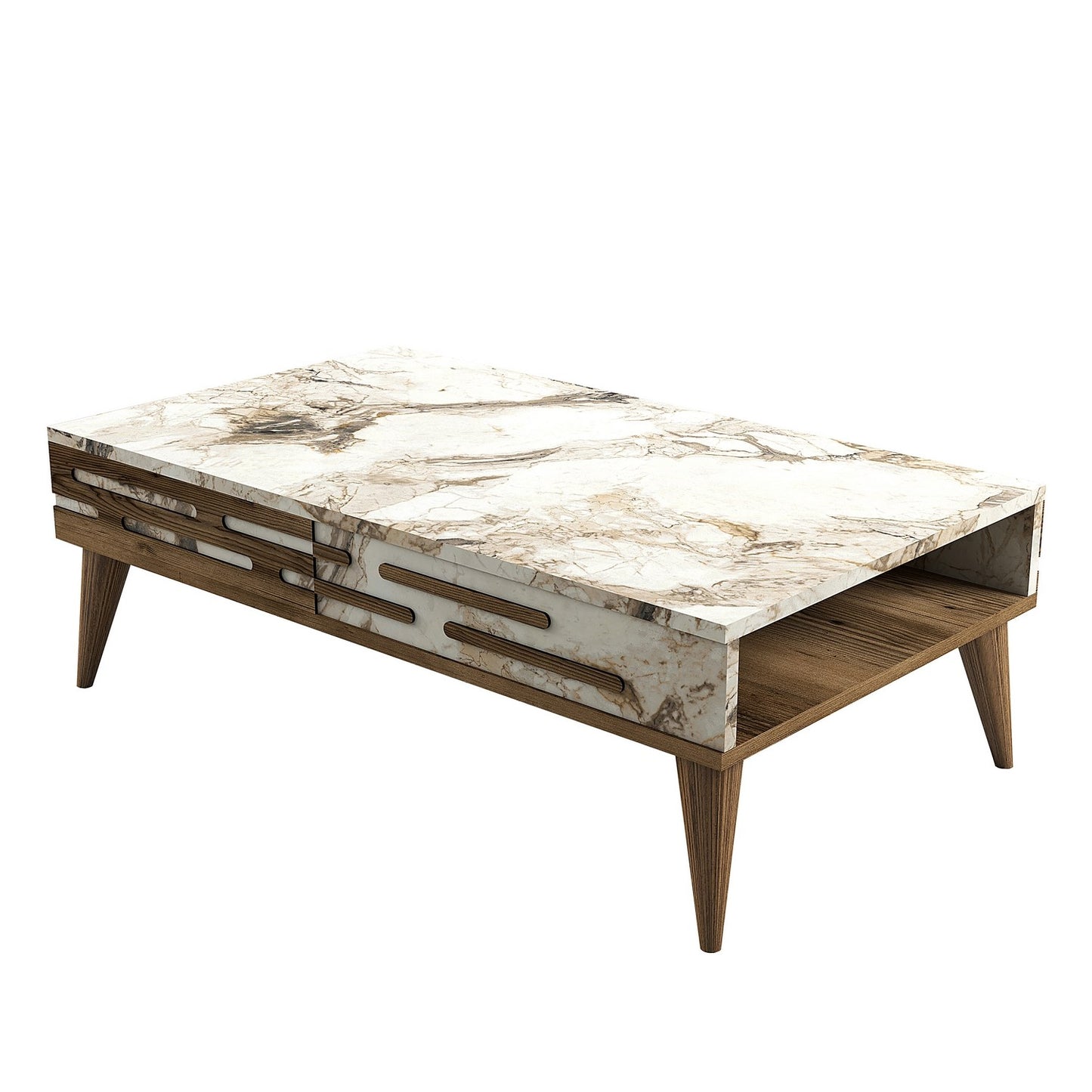 Stolić za kavu, Valensiya - Walnut, White, Marble
