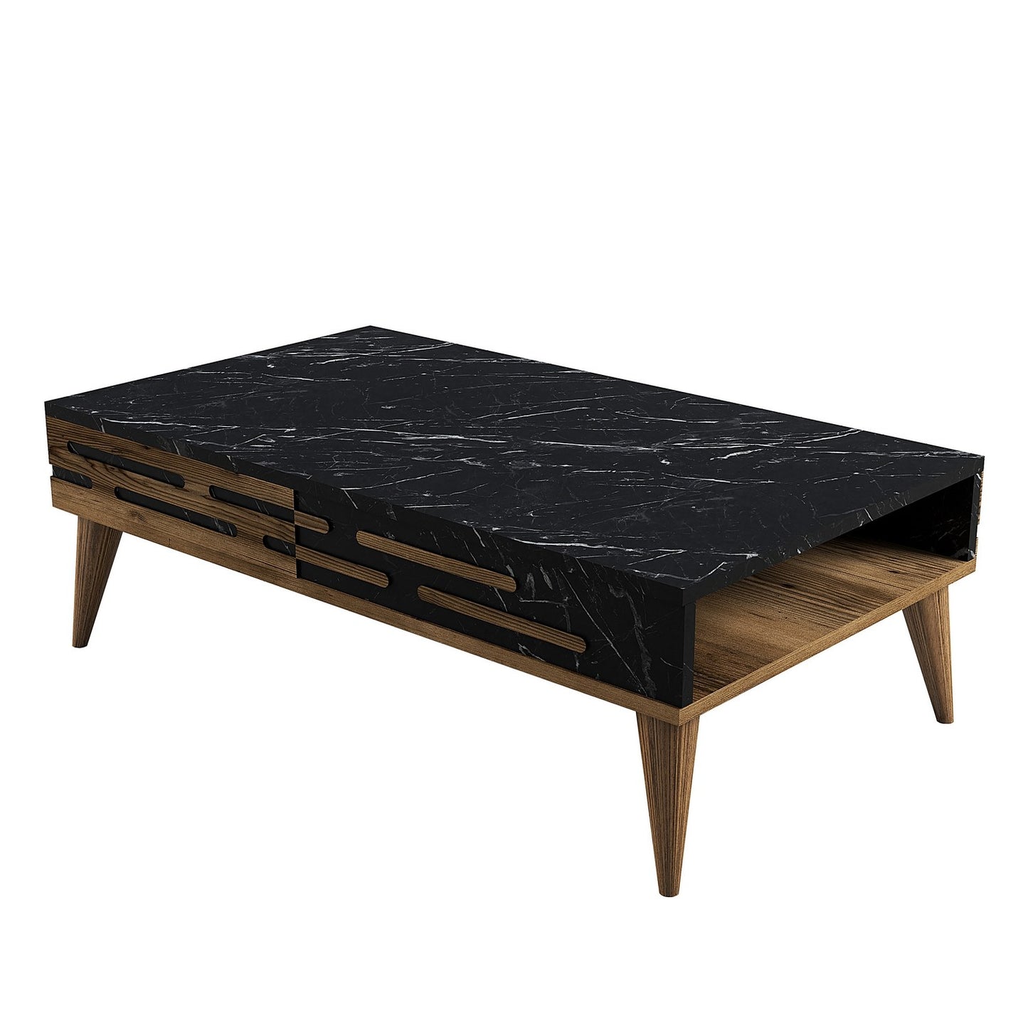 Stolić za kavu, Valensiya - Walnut, Black, Marble