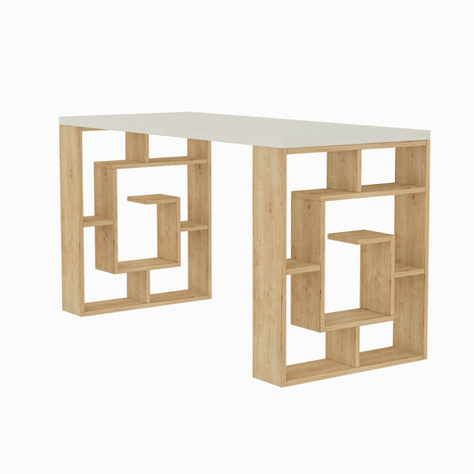 Radni stol, Bijela boja hrast, Maze - White, Oak