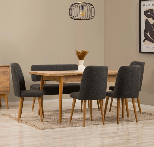 Set stola i stolica za blagovanje (6 komada) 336, Atlantic bor, antracit