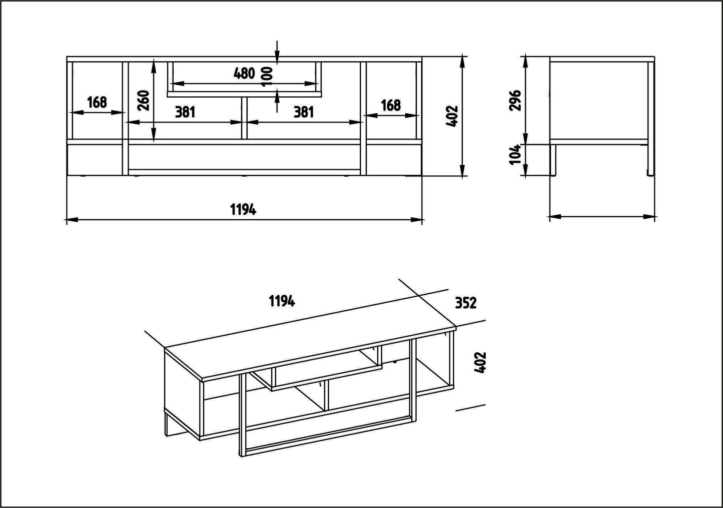 Polica za TV ASAL, Asal (120) - Walnut, Black