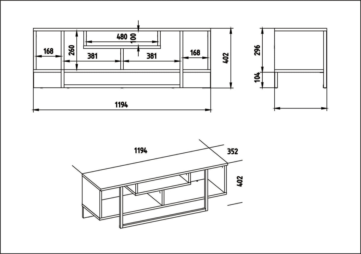 Polica za TV ASAL, Asal (120) - Walnut, Black